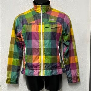 The North Face Multicolor Plaid  Windbreaker Jacket size medium